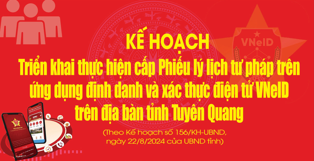 Kế hoạch triển khai thực hiện cấp Phiếu lý lịch tư pháp trên ứng dụng định danh và xác thực điện tử VNeID trên địa bàn tỉnh Tuyên Quang