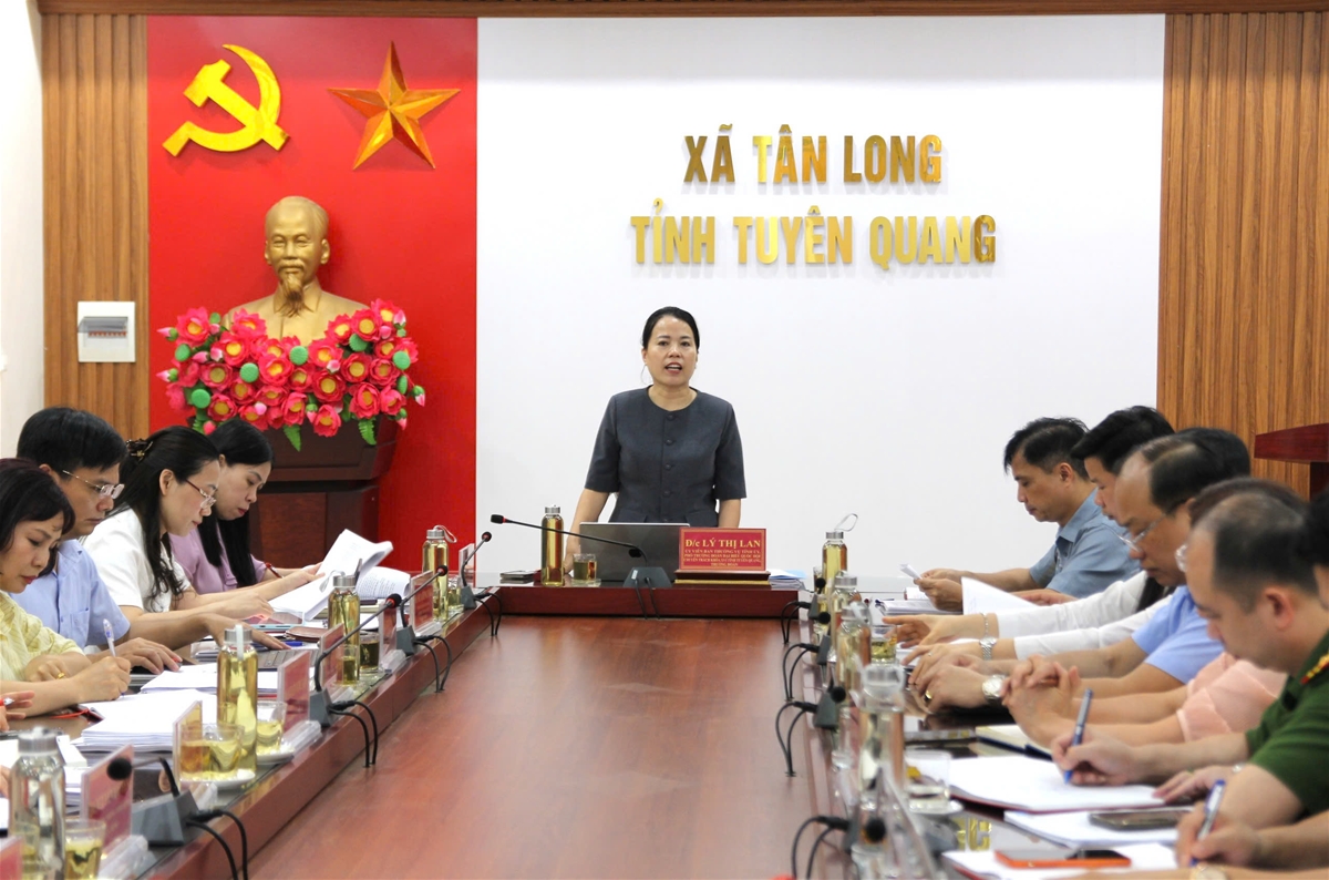 Đồng chí Lý Thị Lan, Uỷ viên Ban Thường vụ Tỉnh uỷ, Phó Trưởng Đoàn ĐBQH chuyên trách tỉnh kiểm tra tại xã Tân Long