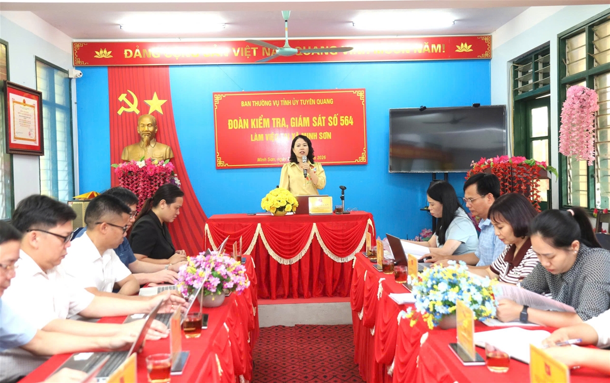 Đoàn kiểm tra, giám sát của Ban Thường vụ Tỉnh uỷ làm việc tại xã Minh Sơn